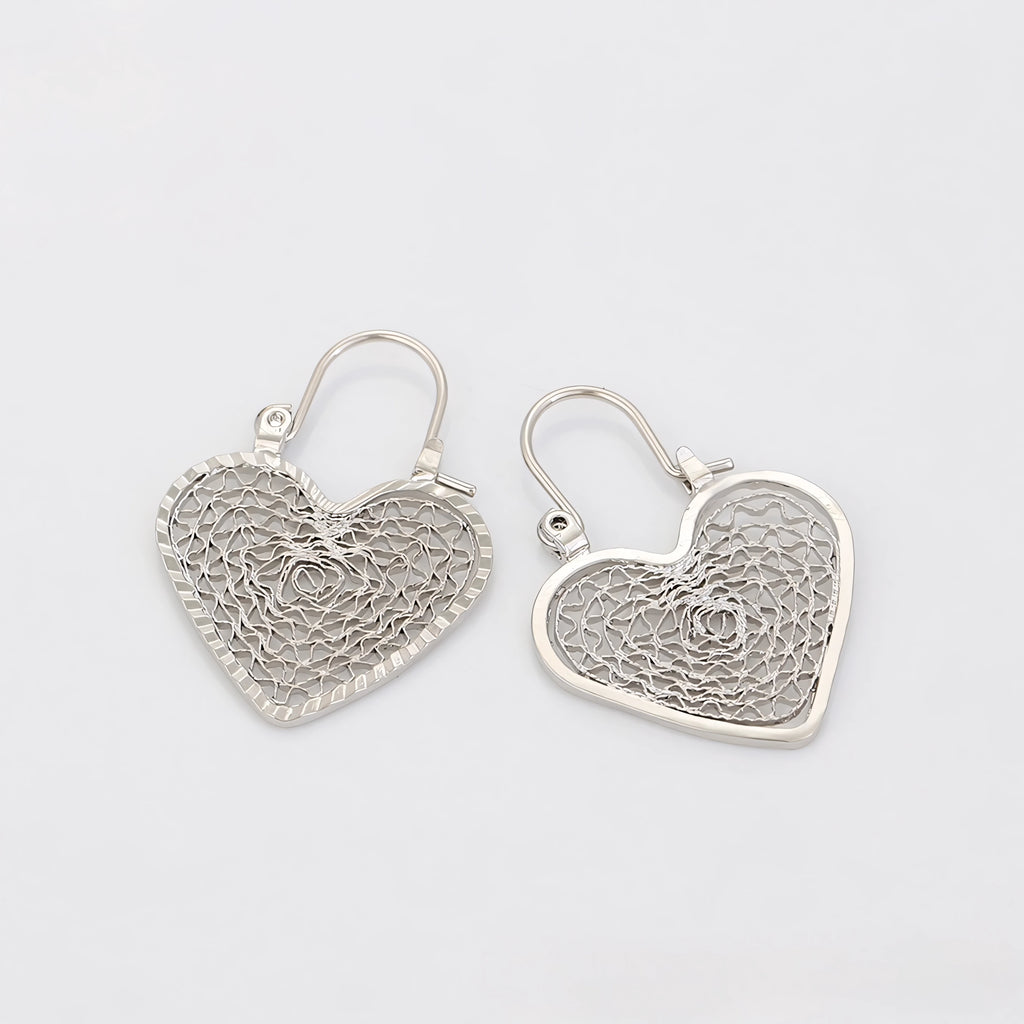 Aretes de Corazón Chapado en Platino