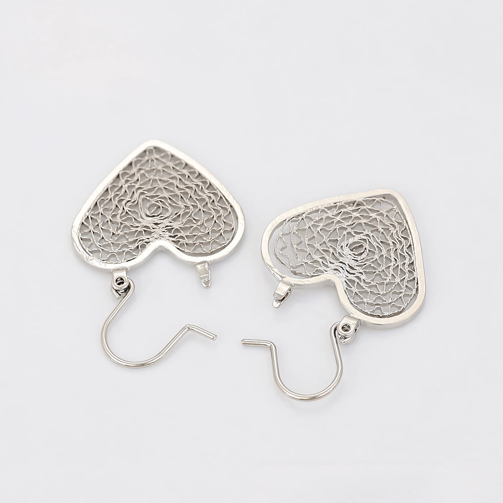 Aretes de Corazón Chapado en Platino