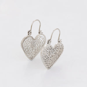 Aretes de Corazón Chapado en Platino