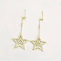 Aretes Largos con Estrellas Oro Laminado 14K