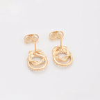 Aretes Multicolor con Doble C’rculo en Oro Laminado 18K
