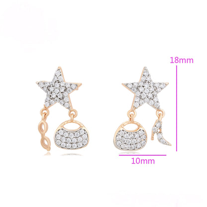 Aretes Multicolor Lentes Bolso y Tacones Oro Laminado 18K