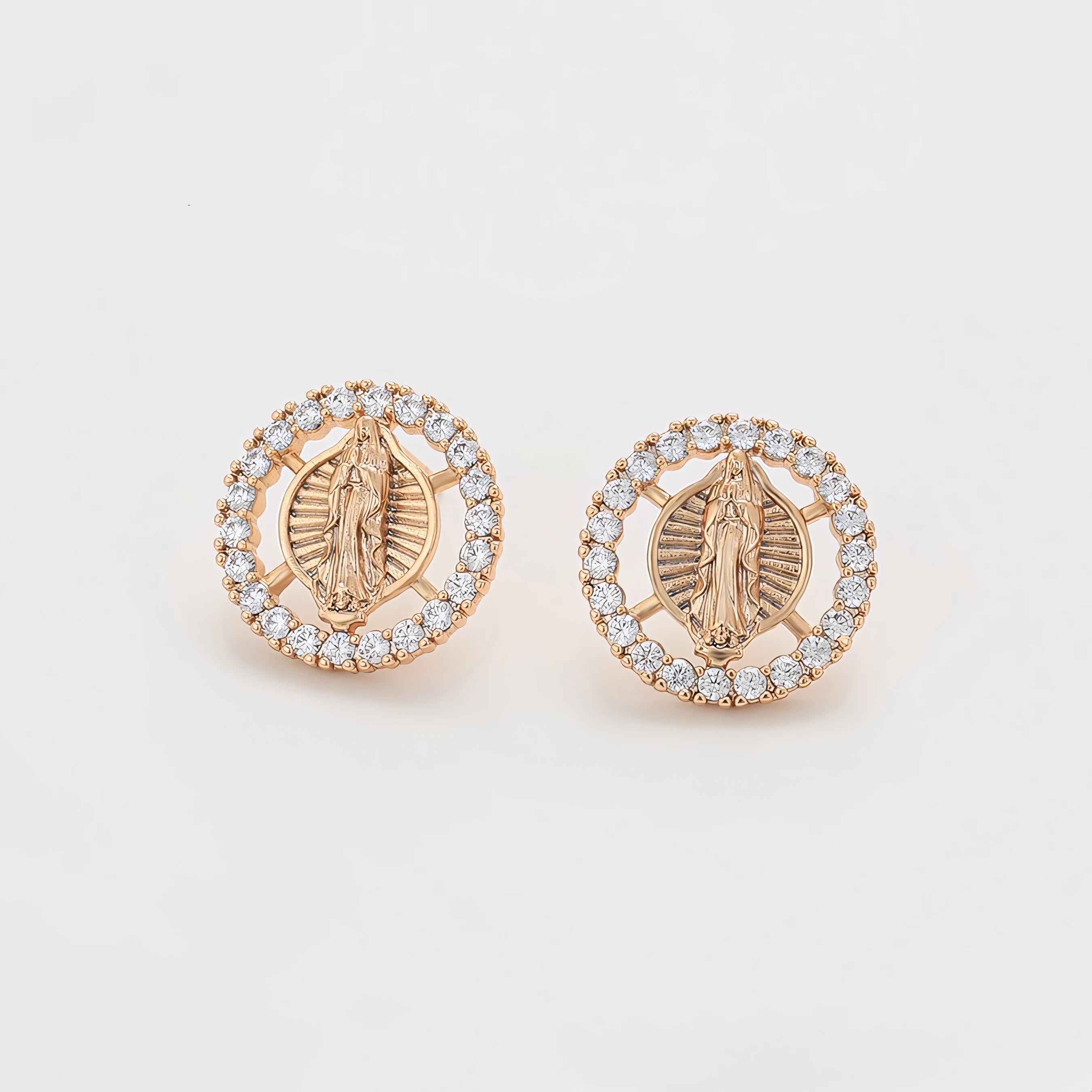 Aretes Religiosos Oro Laminado 18K con Zirconias