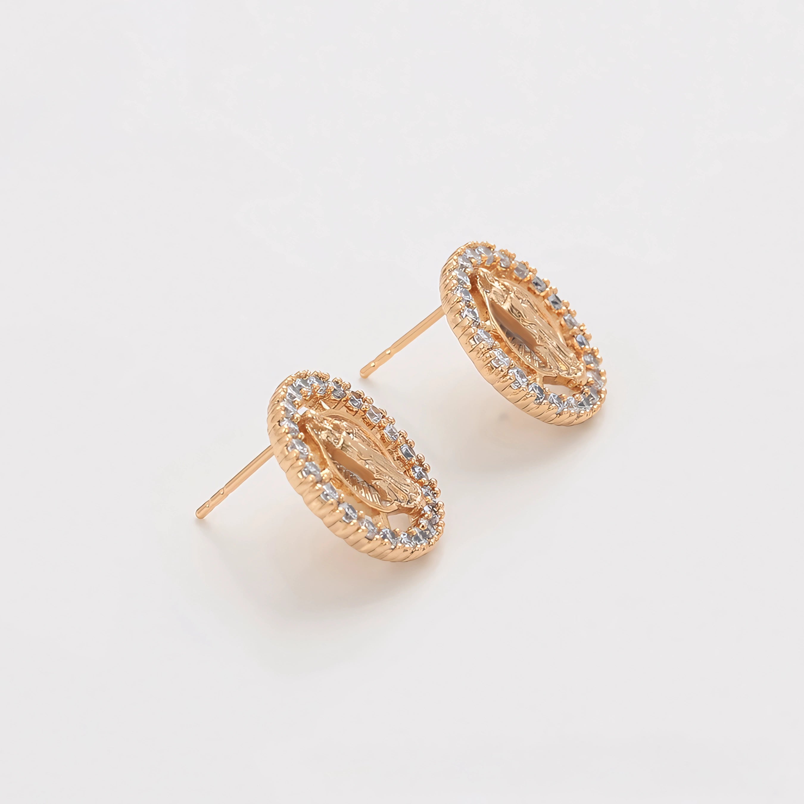 Aretes Religiosos Oro Laminado 18K con Zirconias