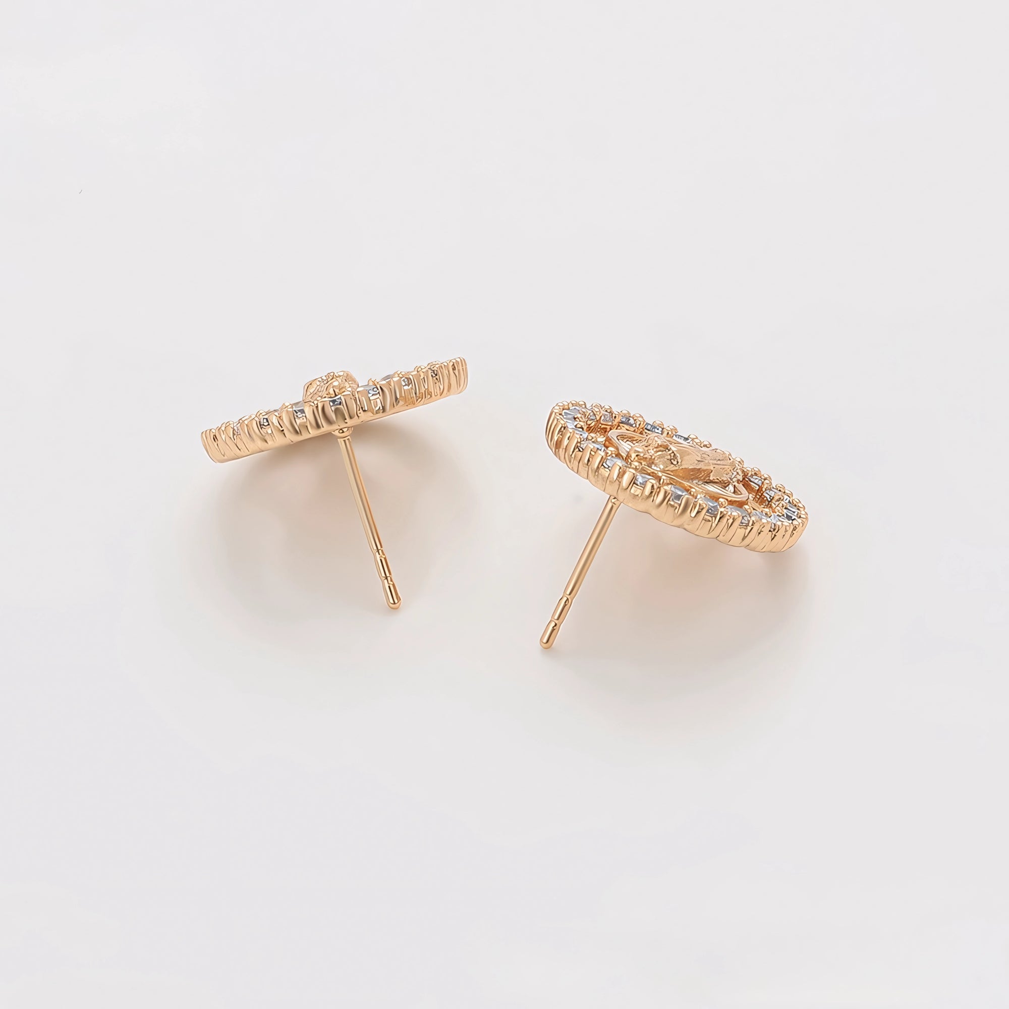 Aretes Religiosos Oro Laminado 18K con Zirconias