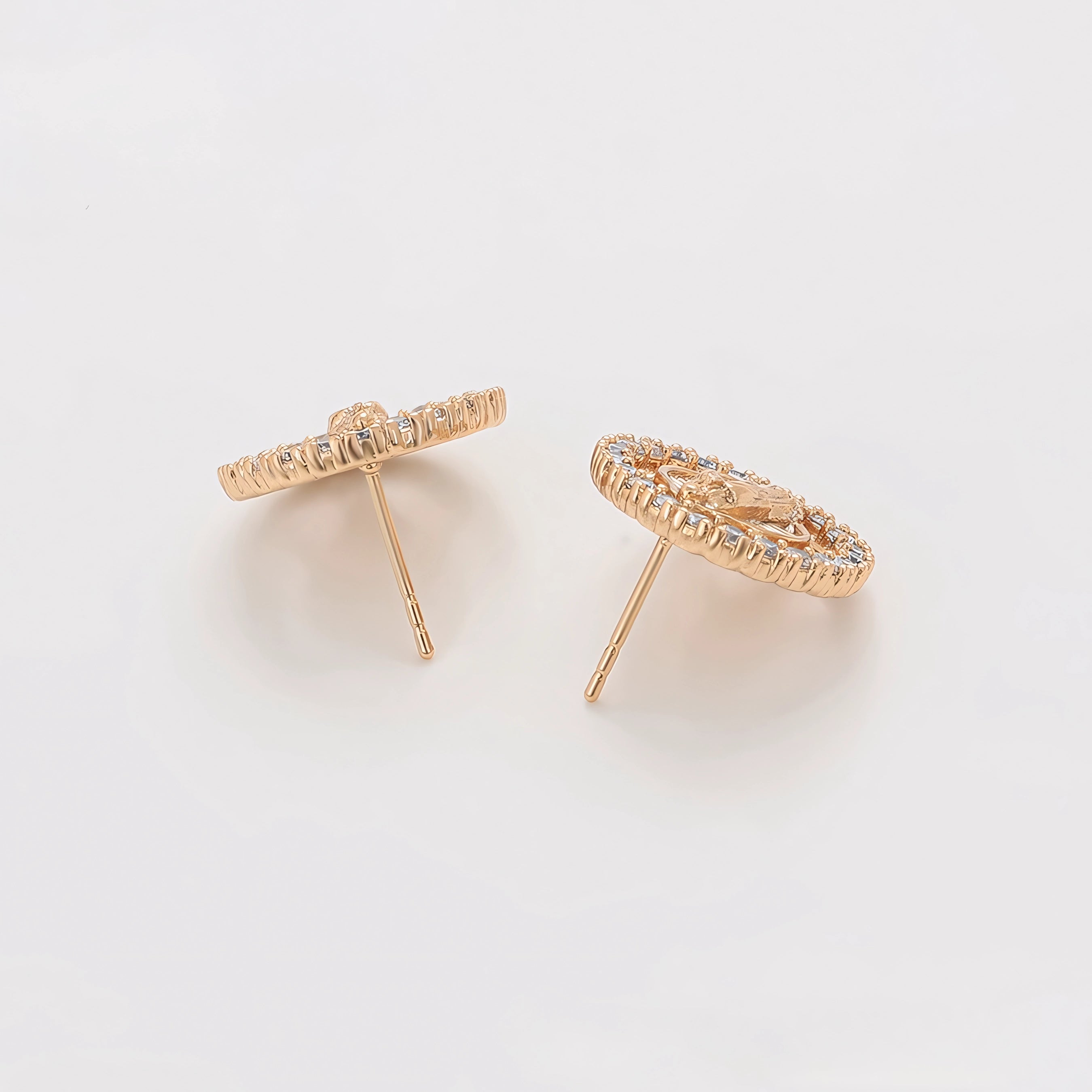 Aretes Religiosos Oro Laminado 18K con Zirconias