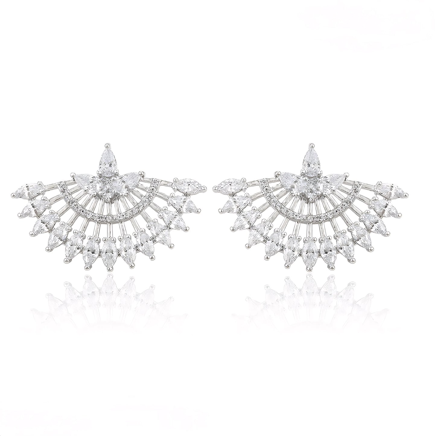 Aretes Serie Deluxe Chapado en Platino con Zirconias
