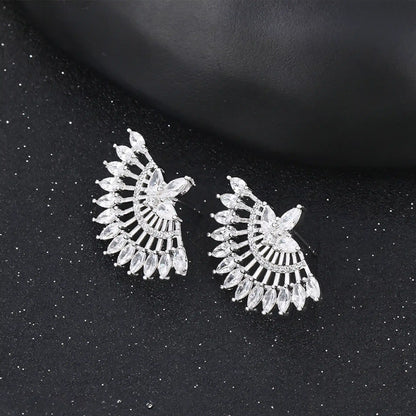 Aretes Serie Deluxe Chapado en Platino con Zirconias