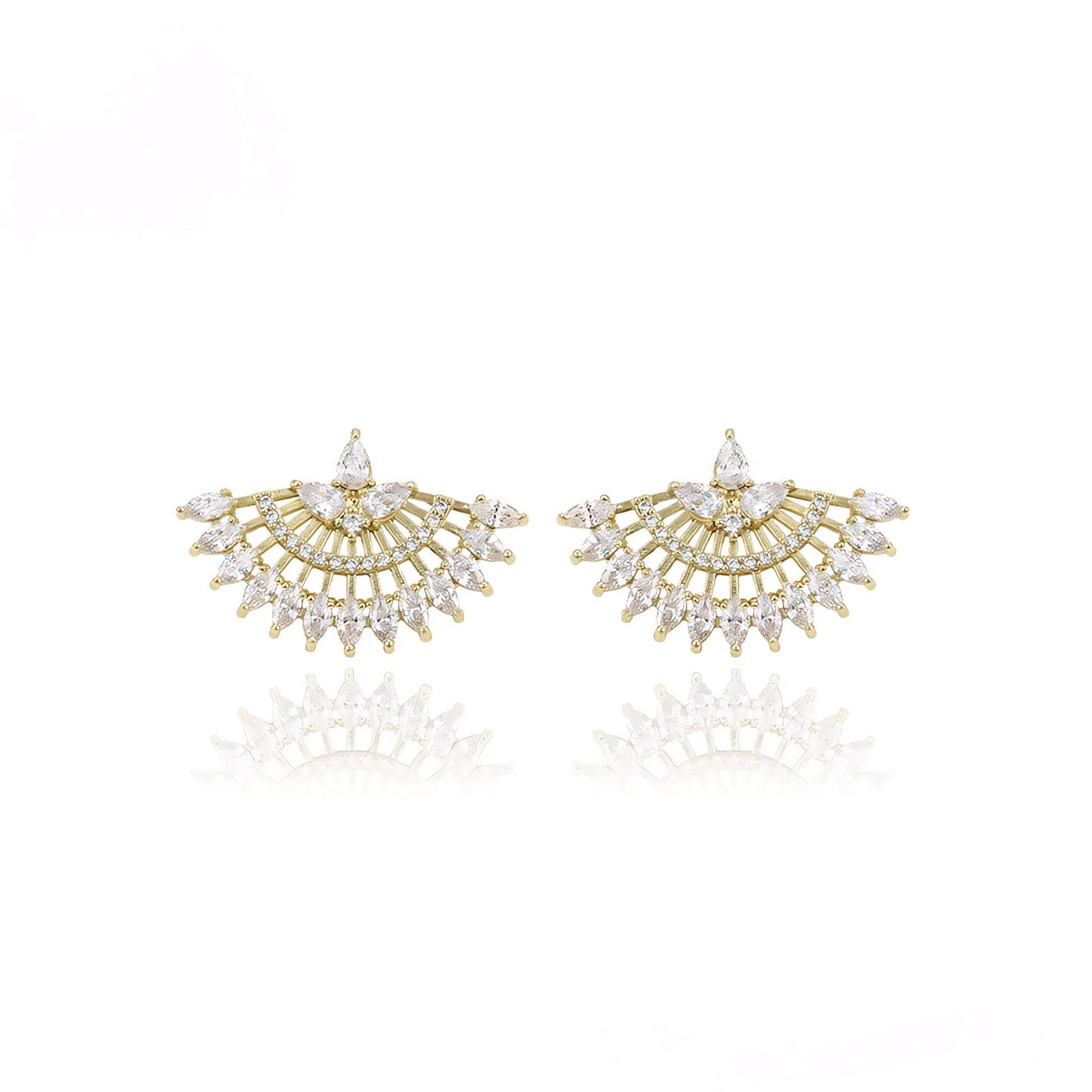 Aretes Serie Deluxe Oro Laminado 14K con Zirconias