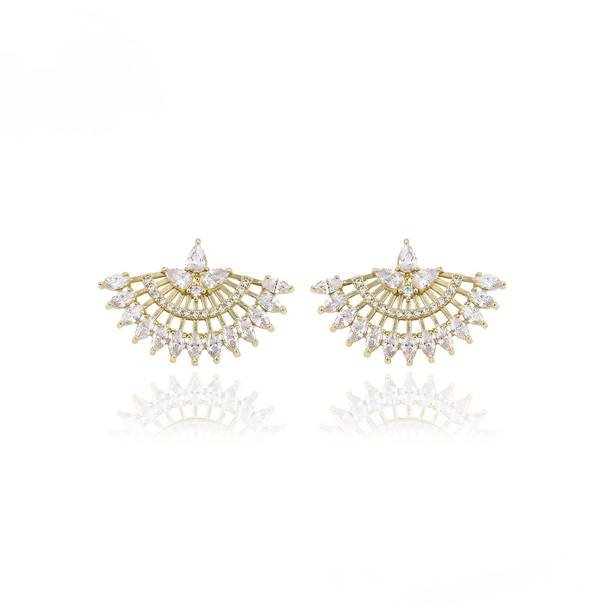 Aretes Serie Deluxe Oro Laminado 14K con Zirconias