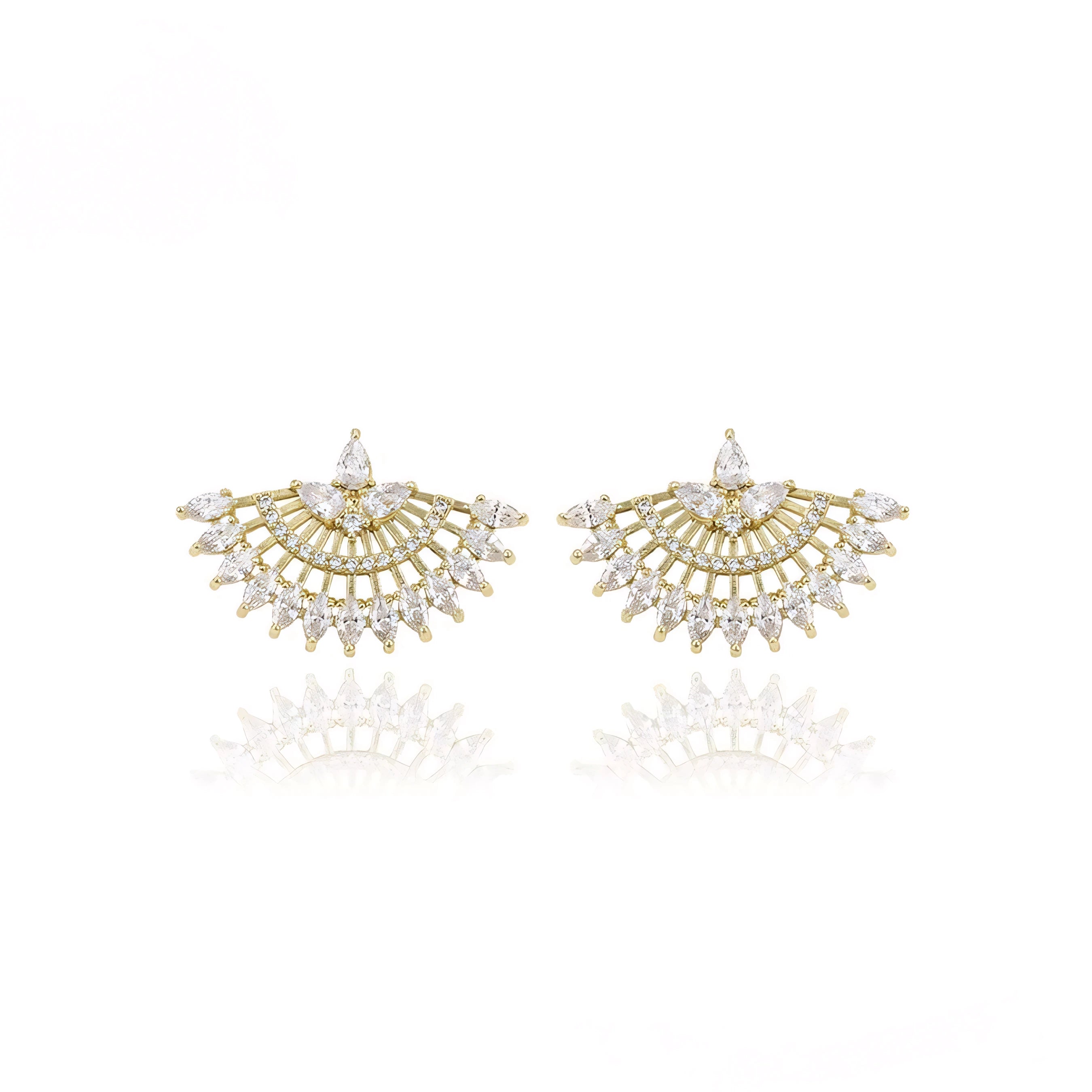 Aretes Serie Deluxe Oro Laminado 14K con Zirconias