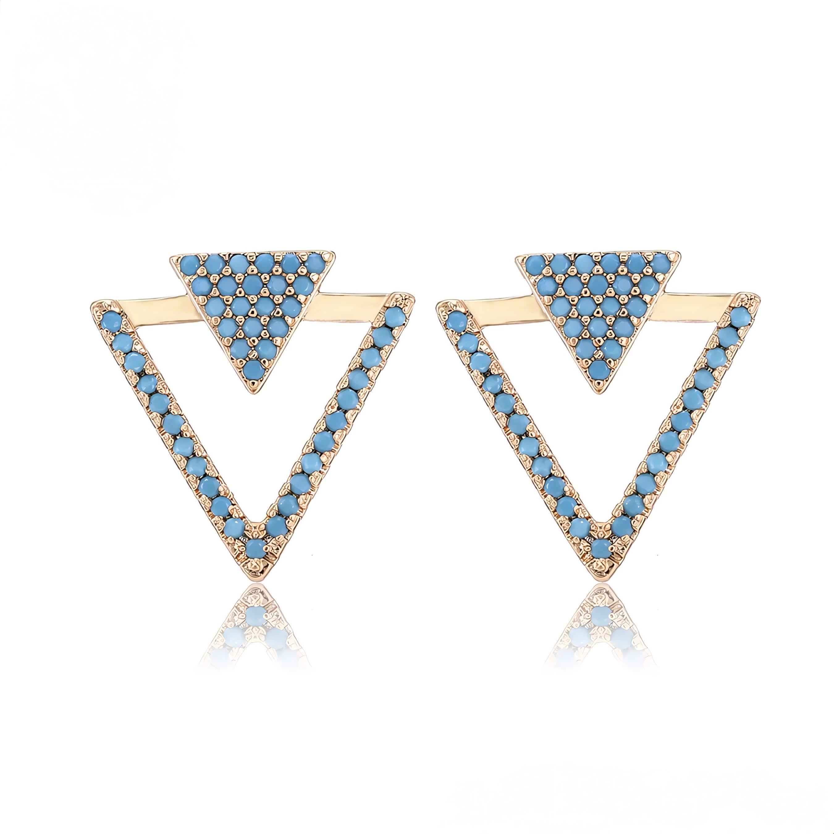 Aretes Triangulares Elegantes Oro Laminado 18K