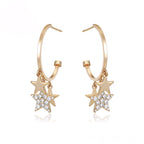 Arracada con Estrellas Colgantes en Oro Laminado 18K