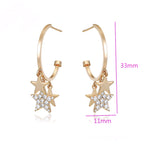 Arracada con Estrellas Colgantes en Oro Laminado 18K