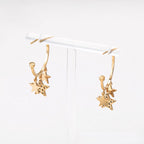 Arracada con Estrellas Colgantes en Oro Laminado 18K