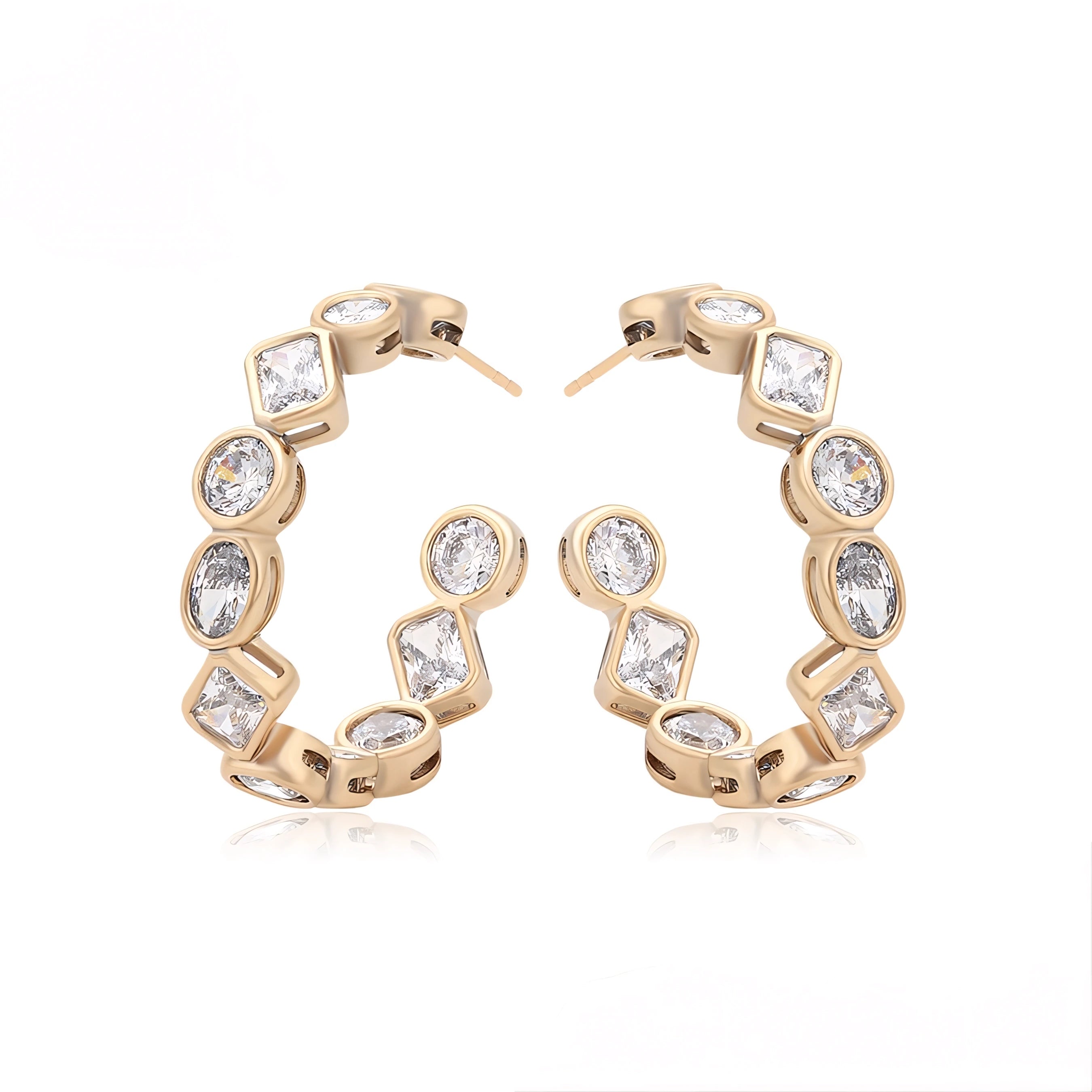Arracada con Zirconias Oro Laminado 18K