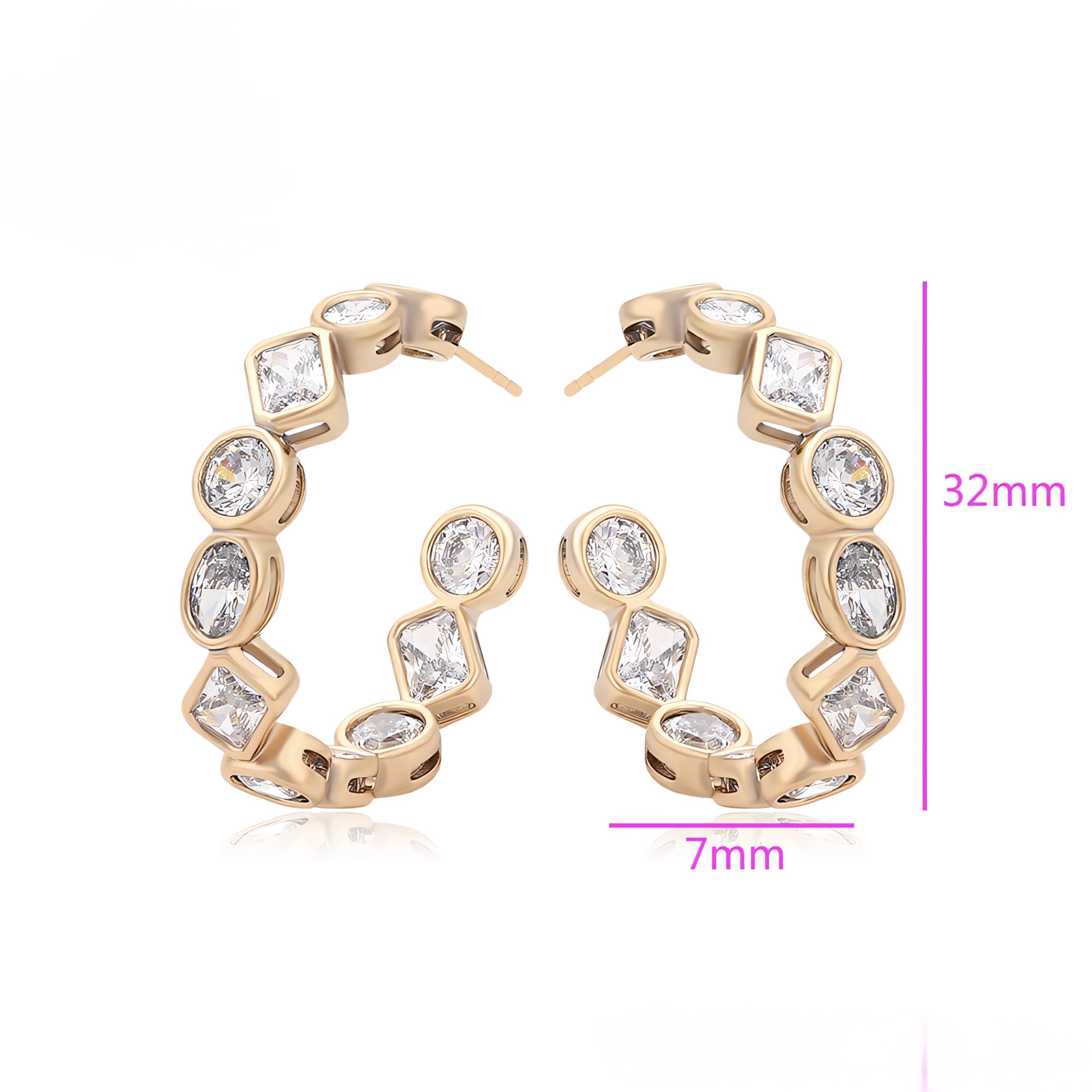 Arracada con Zirconias Oro Laminado 18K