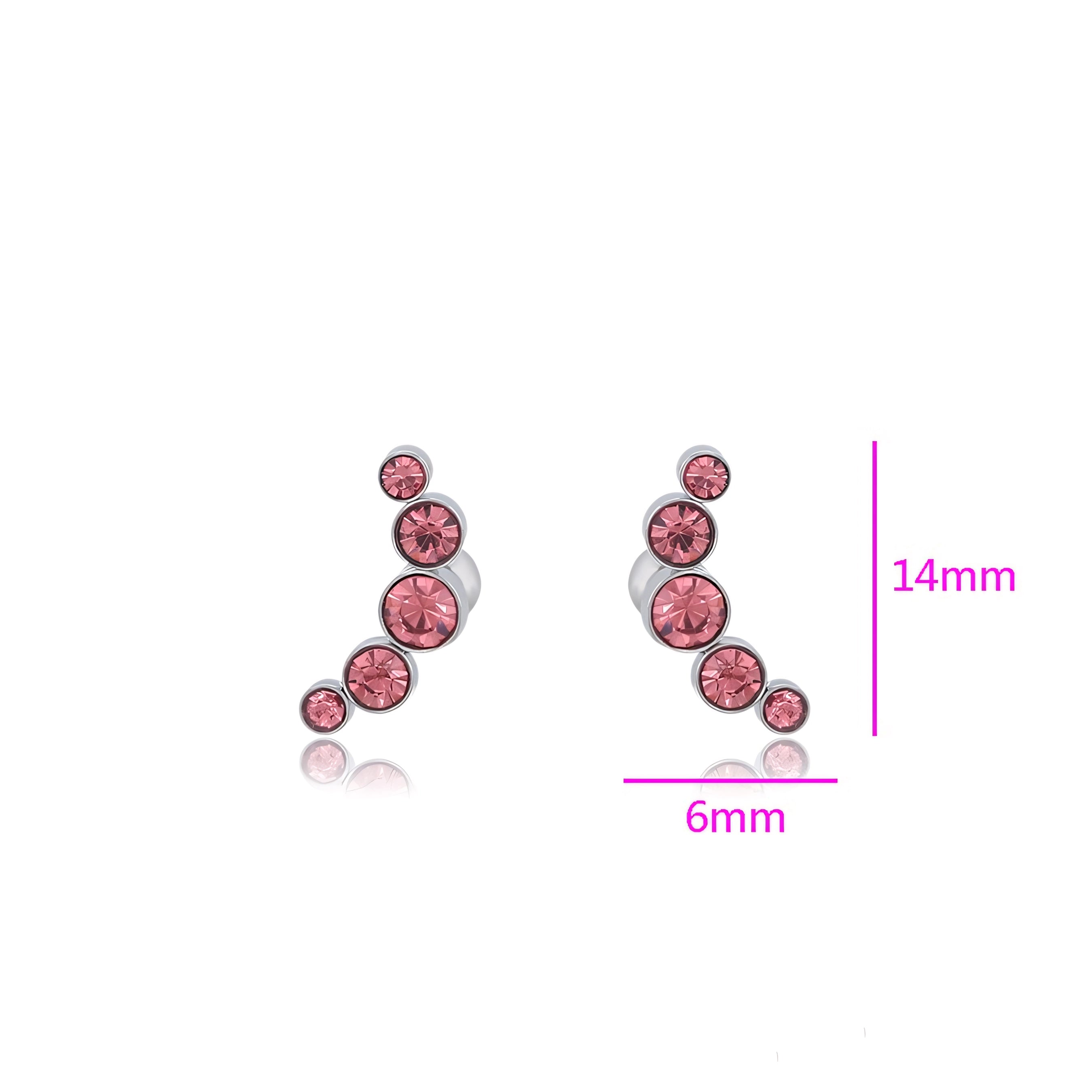 Broquel con Mini Zirconias Rosas Acero Inoxidable