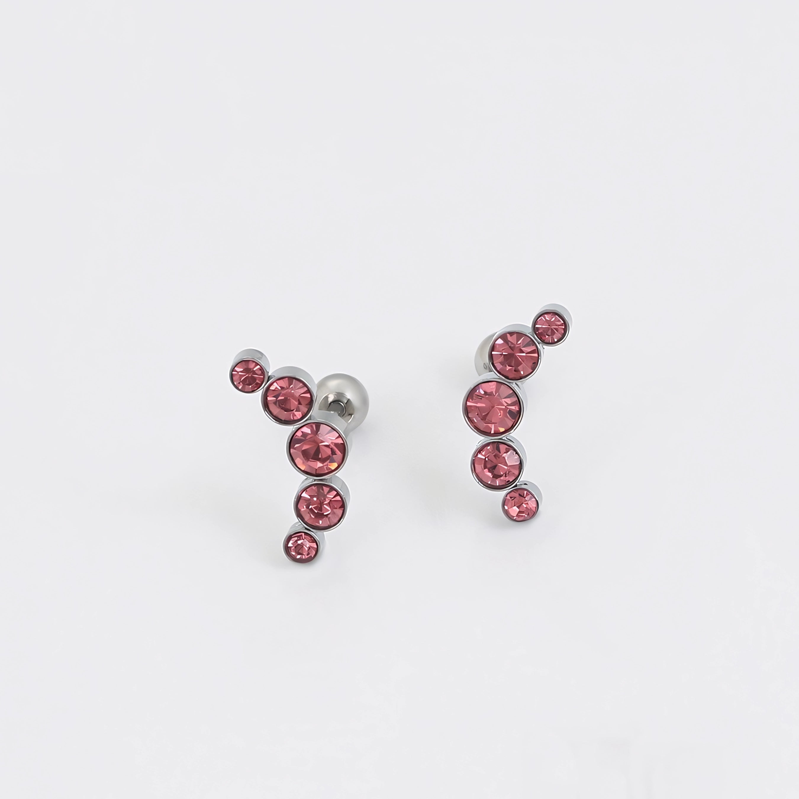 Broquel con Mini Zirconias Rosas Acero Inoxidable