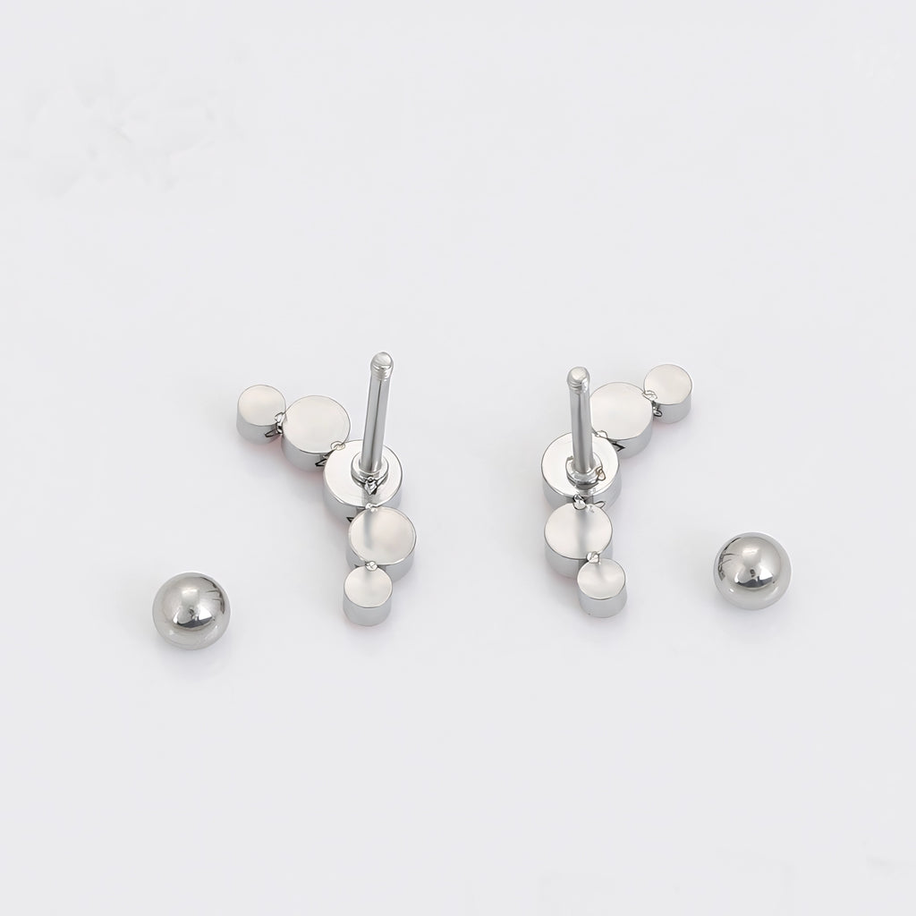 Broquel con Mini Zirconias Rosas Acero Inoxidable