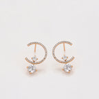 Broquel Semicírculo con Zirconia Elegante Oro Laminado 18K