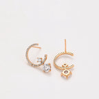 Broquel Semicírculo con Zirconia Elegante Oro Laminado 18K