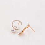 Broquel Semicírculo con Zirconia Elegante Oro Laminado 18K