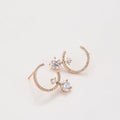 Broquel Semicírculo con Zirconia Elegante Oro Laminado 18K