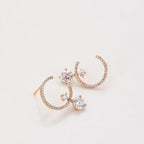 Broquel Semicírculo con Zirconia Elegante Oro Laminado 18K