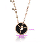 Collar Acero Oro Rosa Con Detalles Negros Elegante