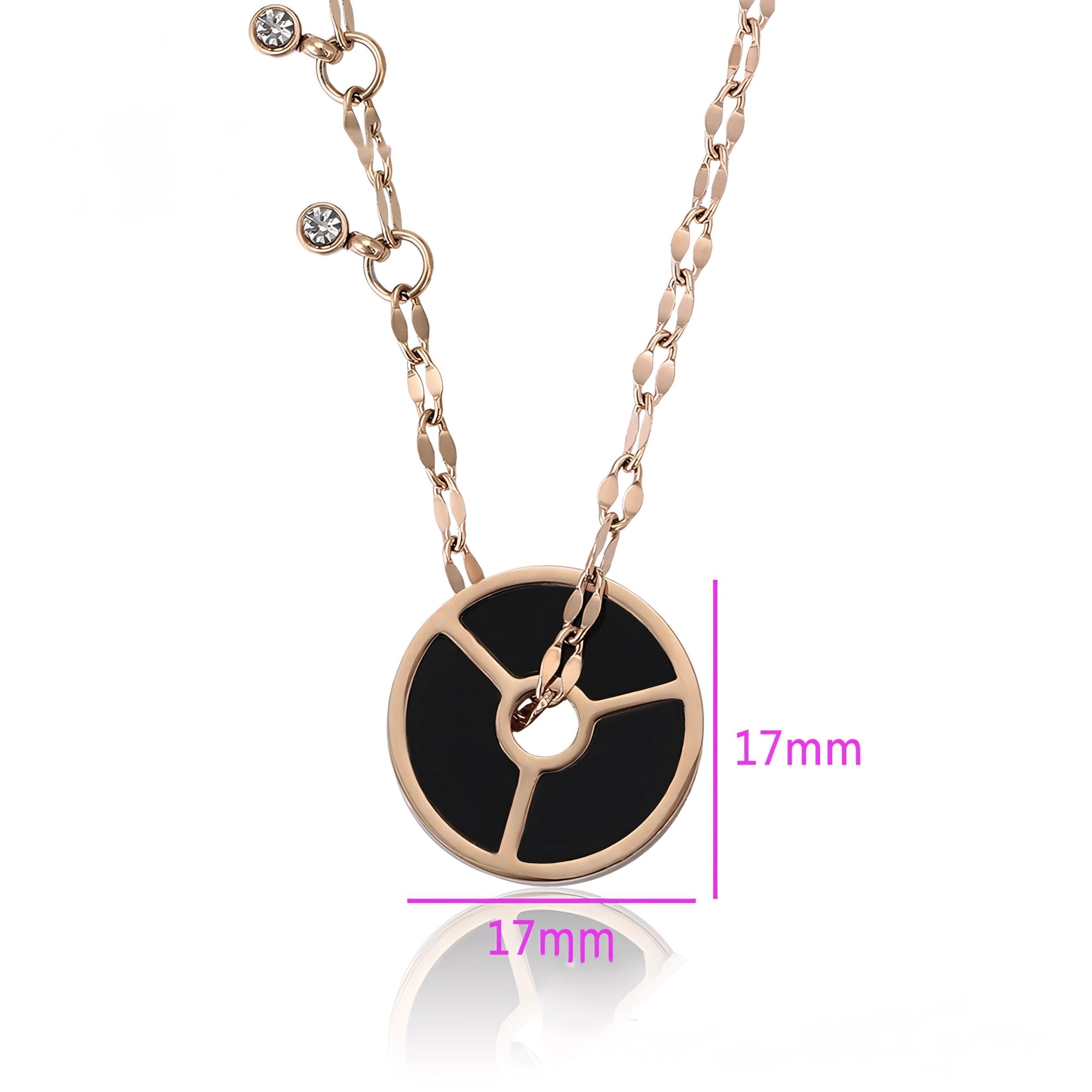 Collar Acero Oro Rosa Con Detalles Negros Elegante