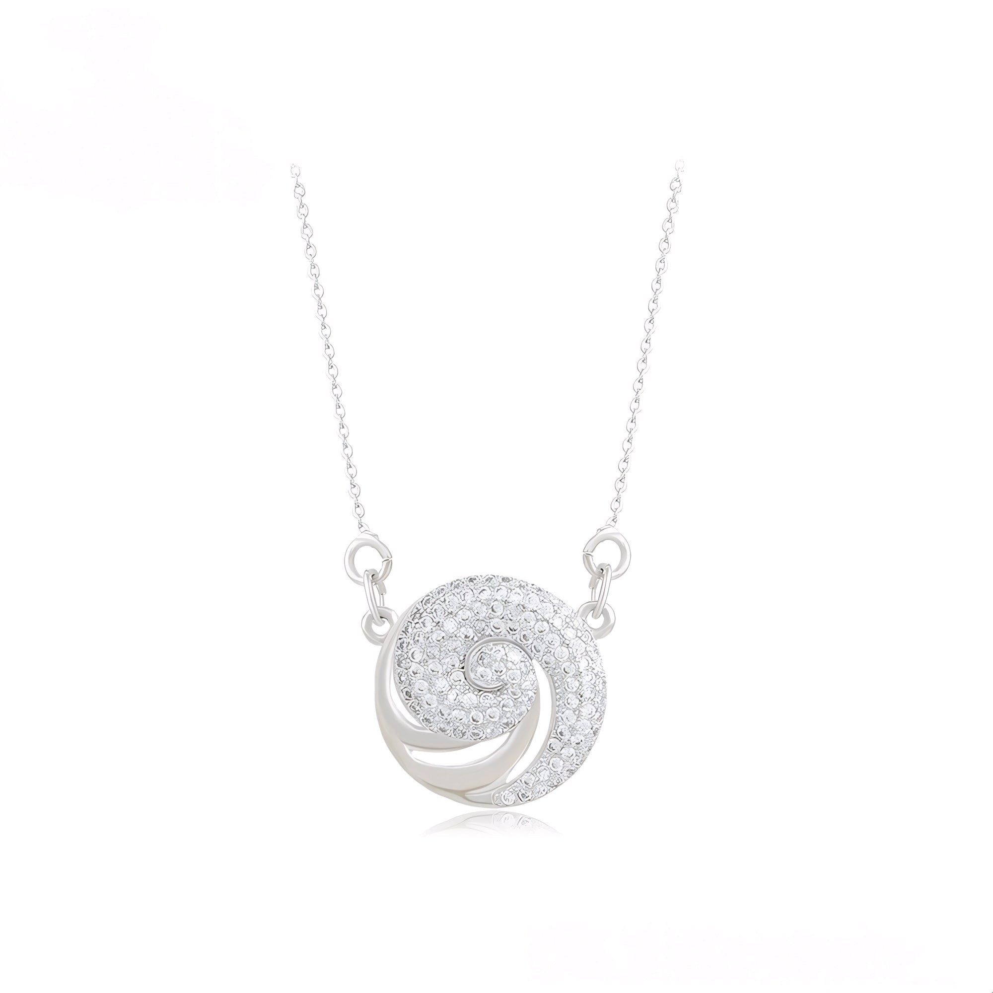 Collar Aura Espiral Con Zirconias Chapado En Platino