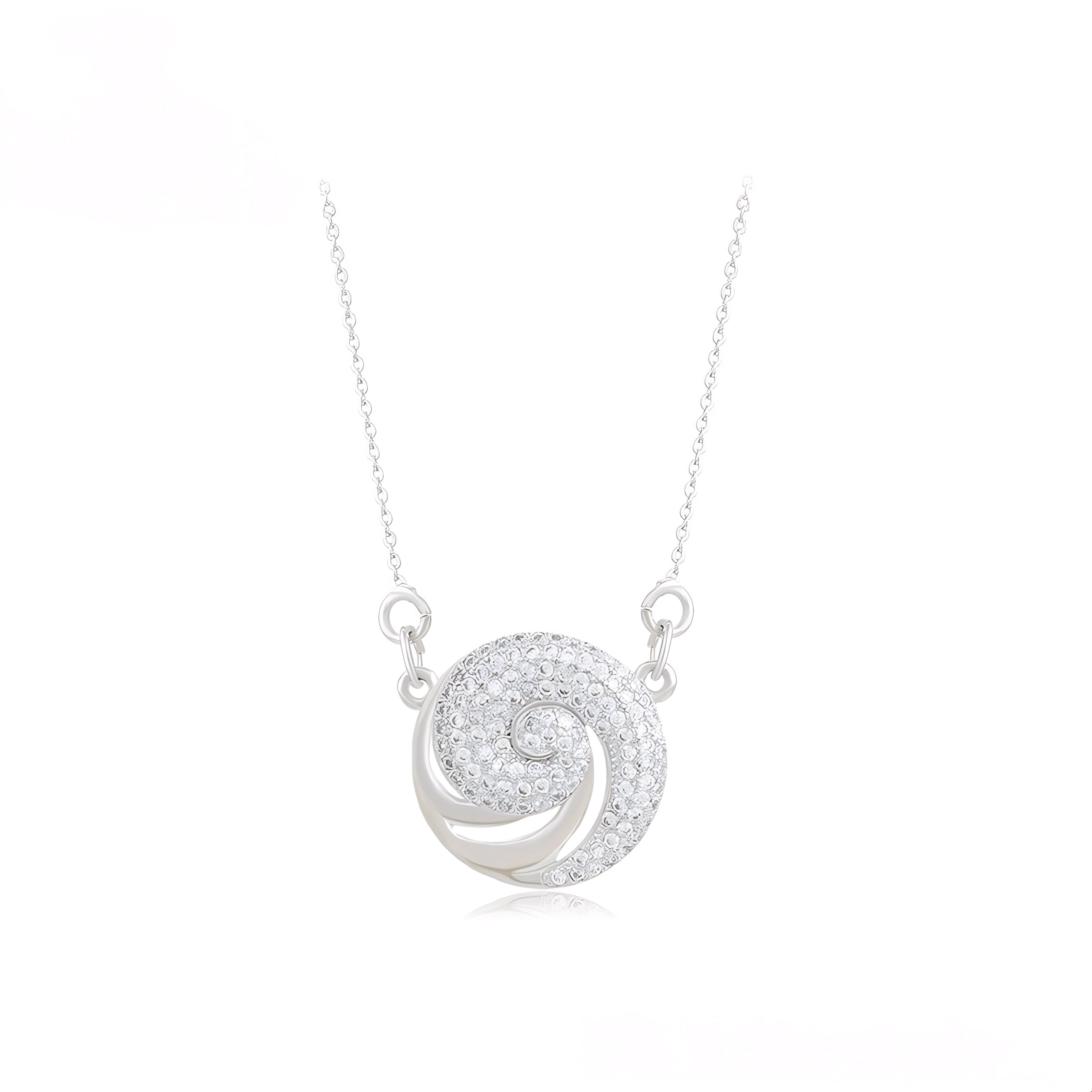 Collar Aura Espiral Con Zirconias Chapado En Platino