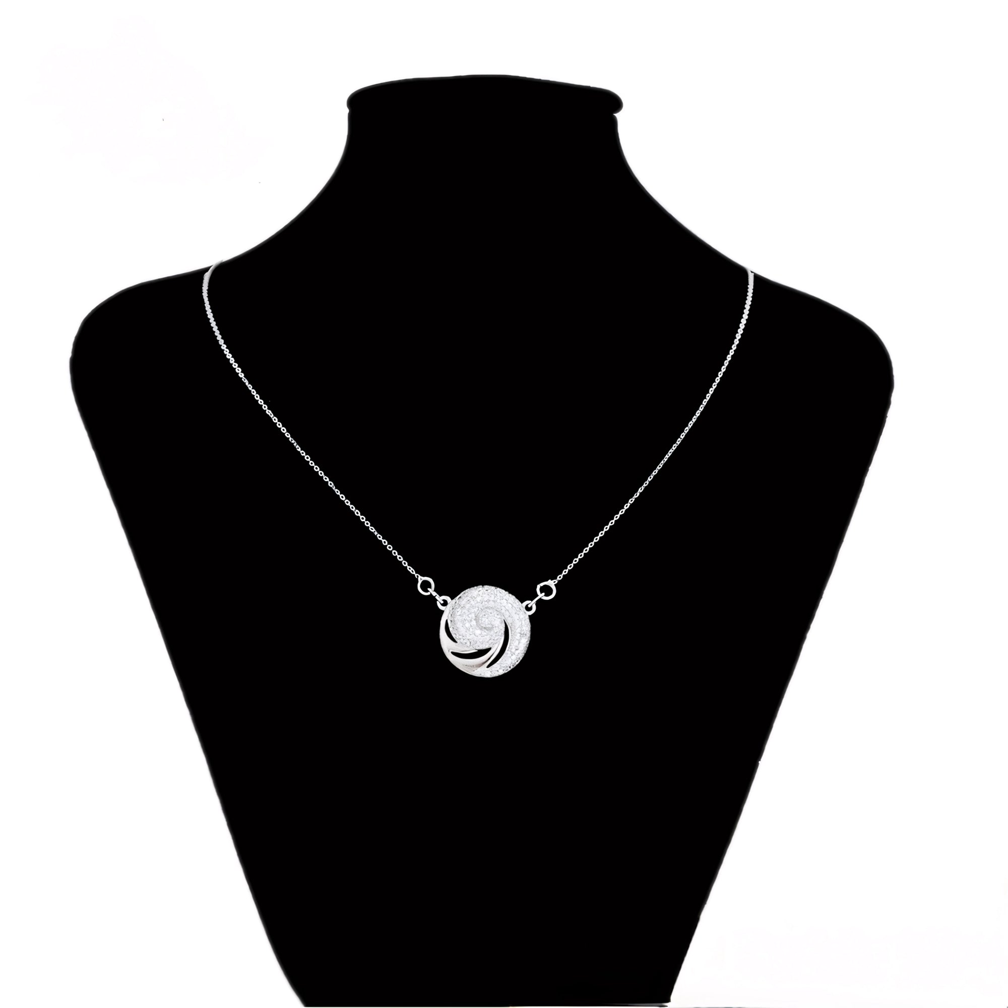 Collar Aura Espiral Con Zirconias Chapado En Platino