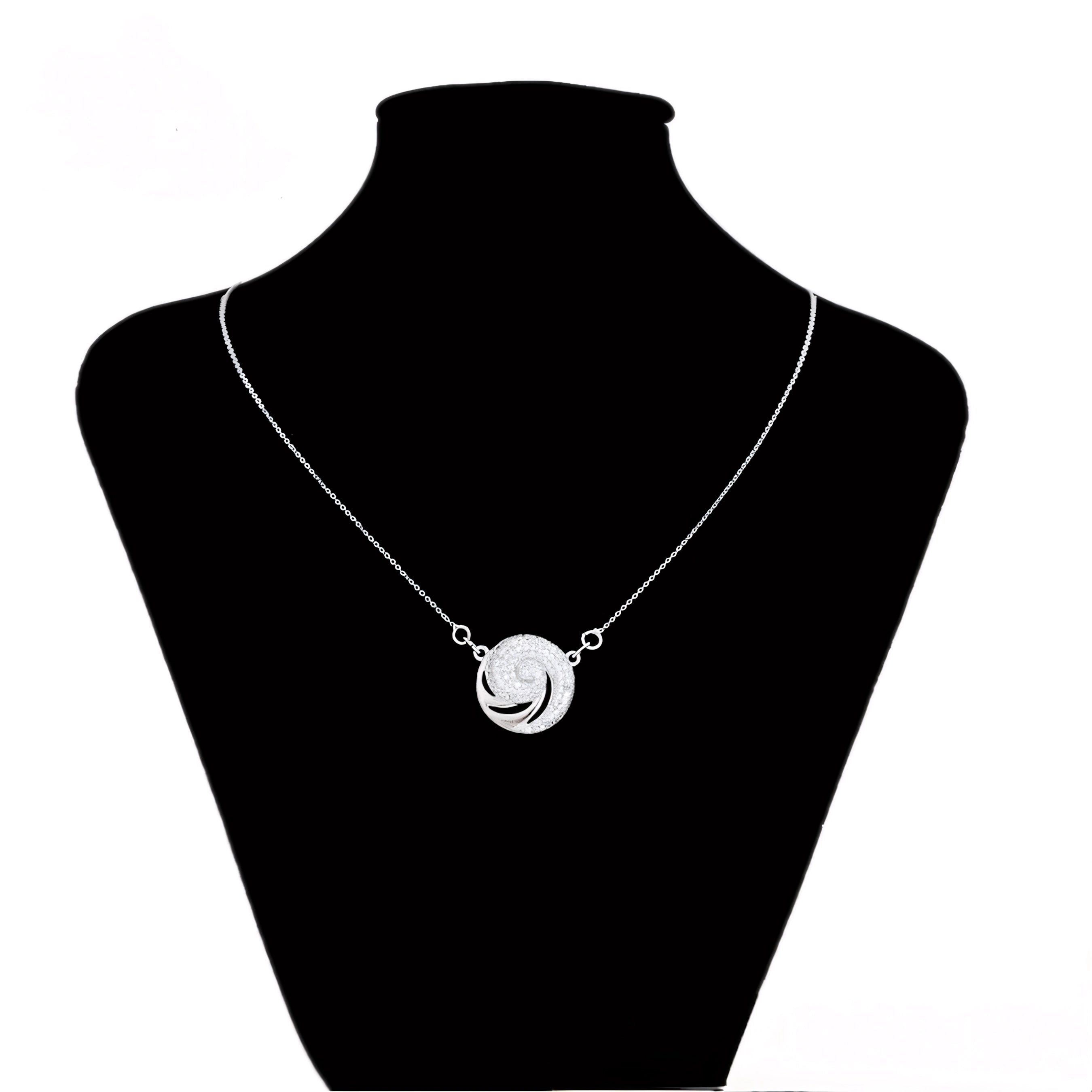 Collar Aura Espiral Con Zirconias Chapado En Platino