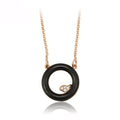 Collar Círculo Negro Con Zirconia Chapado En Oro Rosa