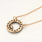 Collar Círculo Negro Con Zirconia Chapado En Oro Rosa