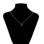 Collar Círculo Negro Con Zirconia Chapado En Oro Rosa