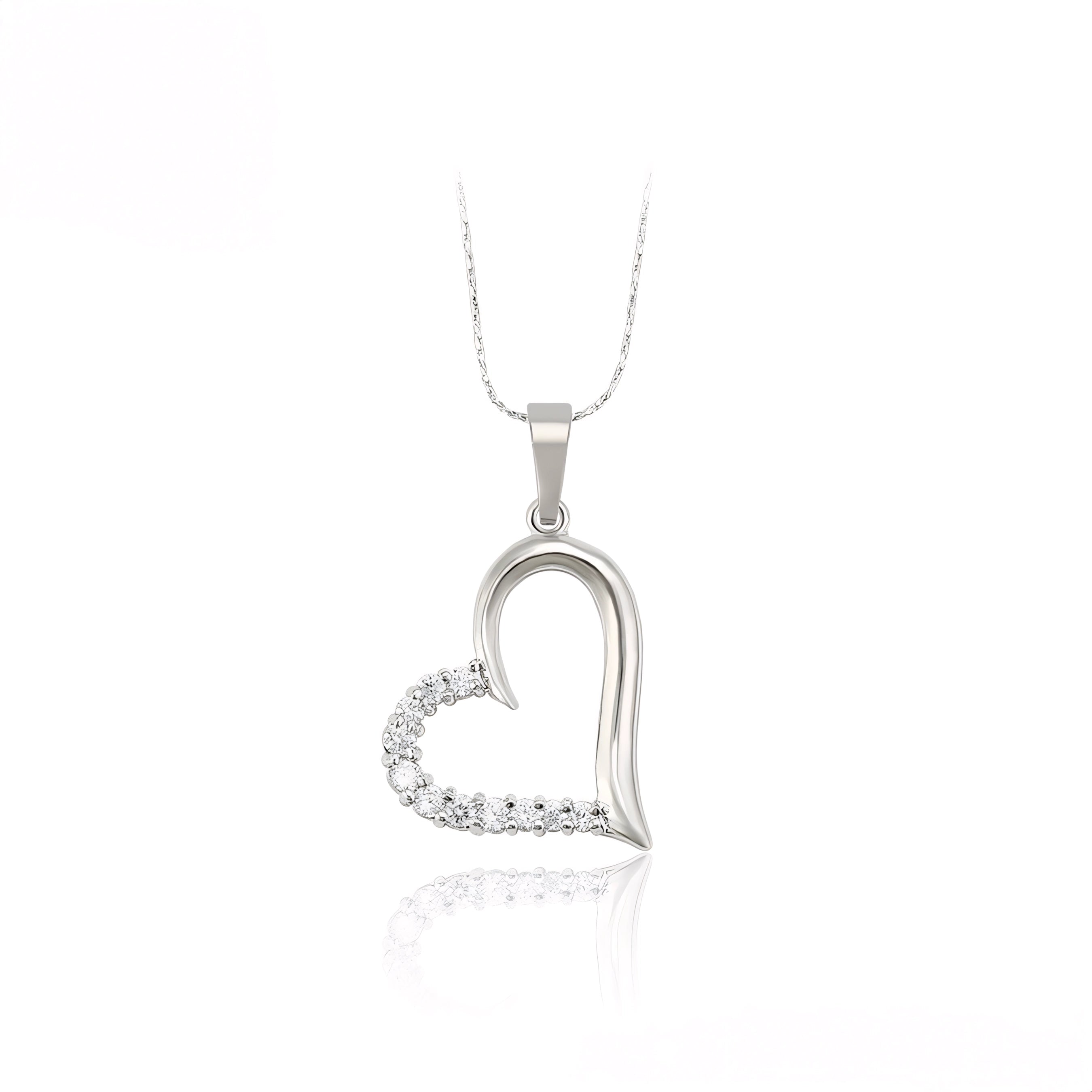 Collar Corazón Con Zirconias Chapado En Platino