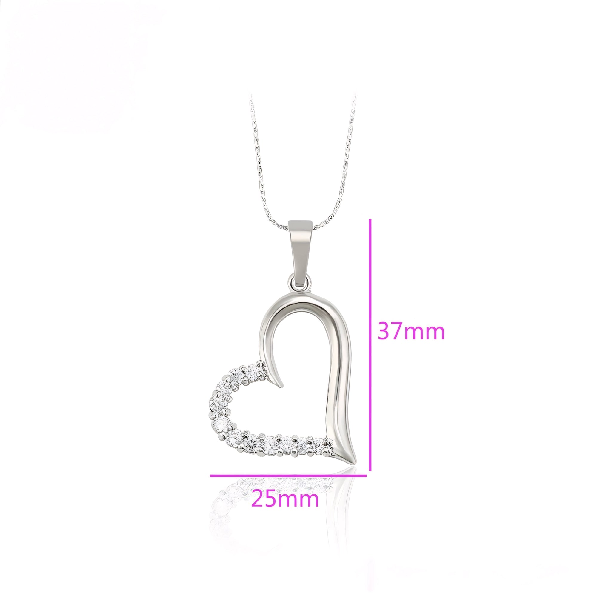 Collar Corazón Con Zirconias Chapado En Platino