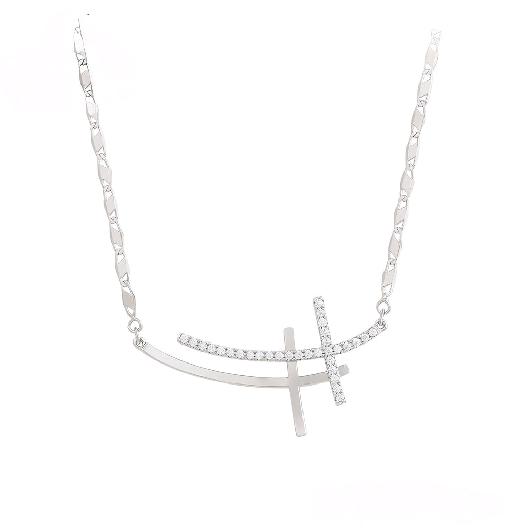 Collar Cruz Clásica Chapado En Platino