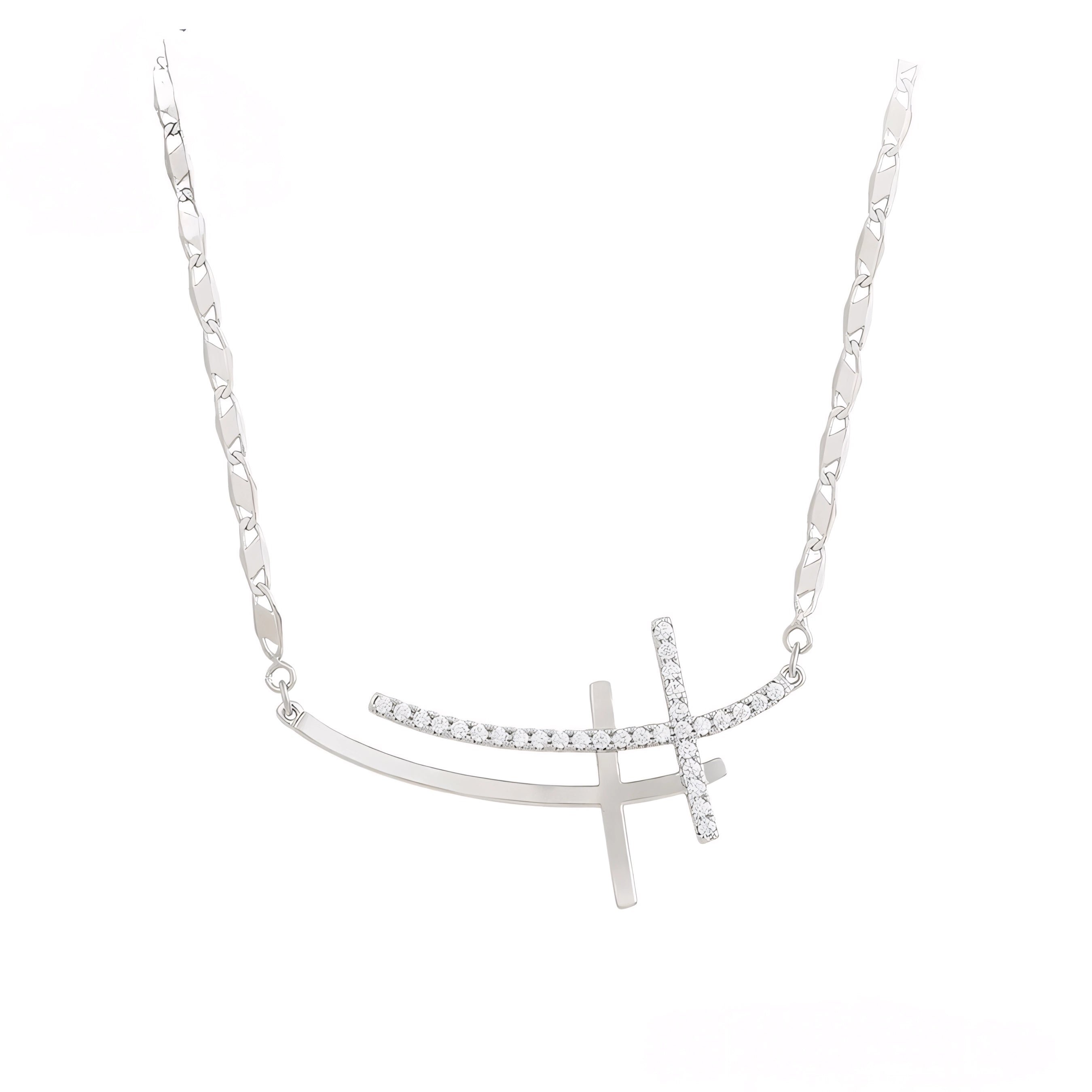 Collar Cruz Clásica Chapado En Platino