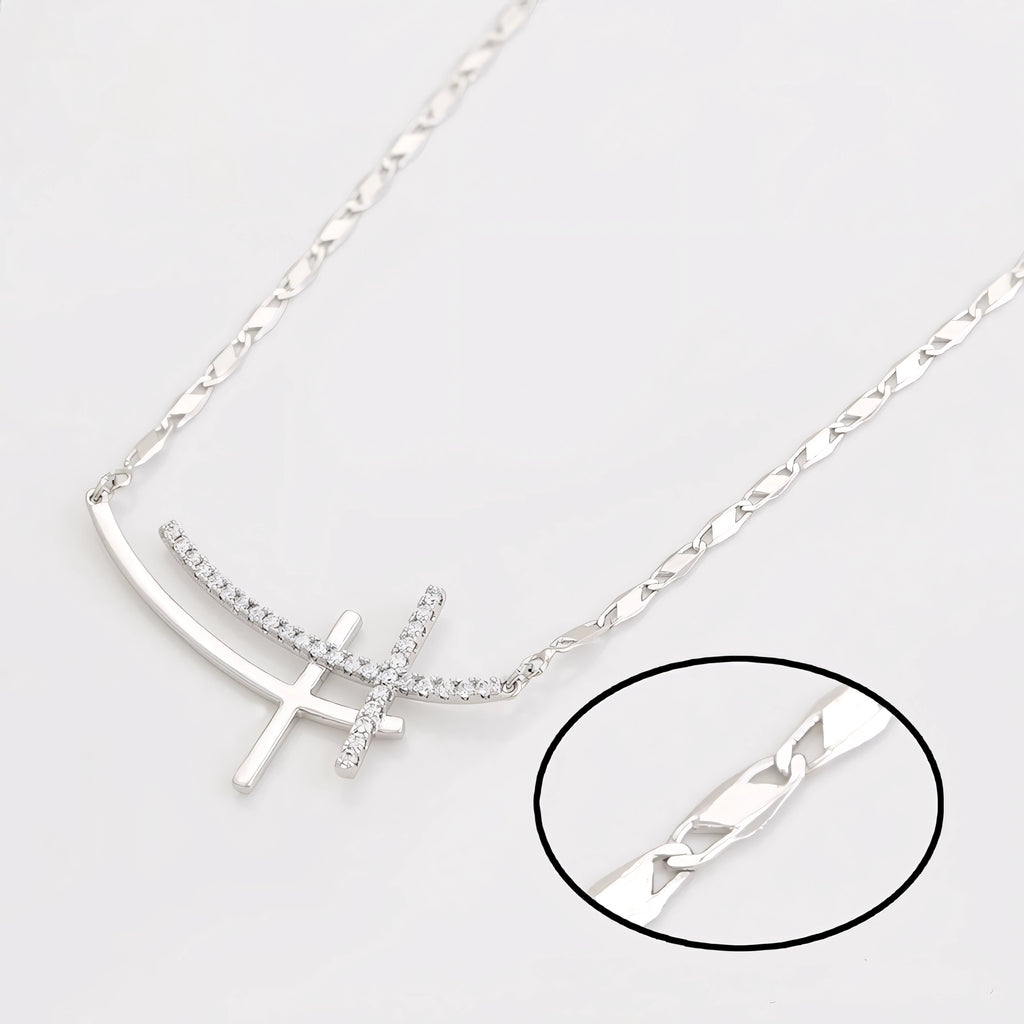 Collar Cruz Clásica Chapado En Platino