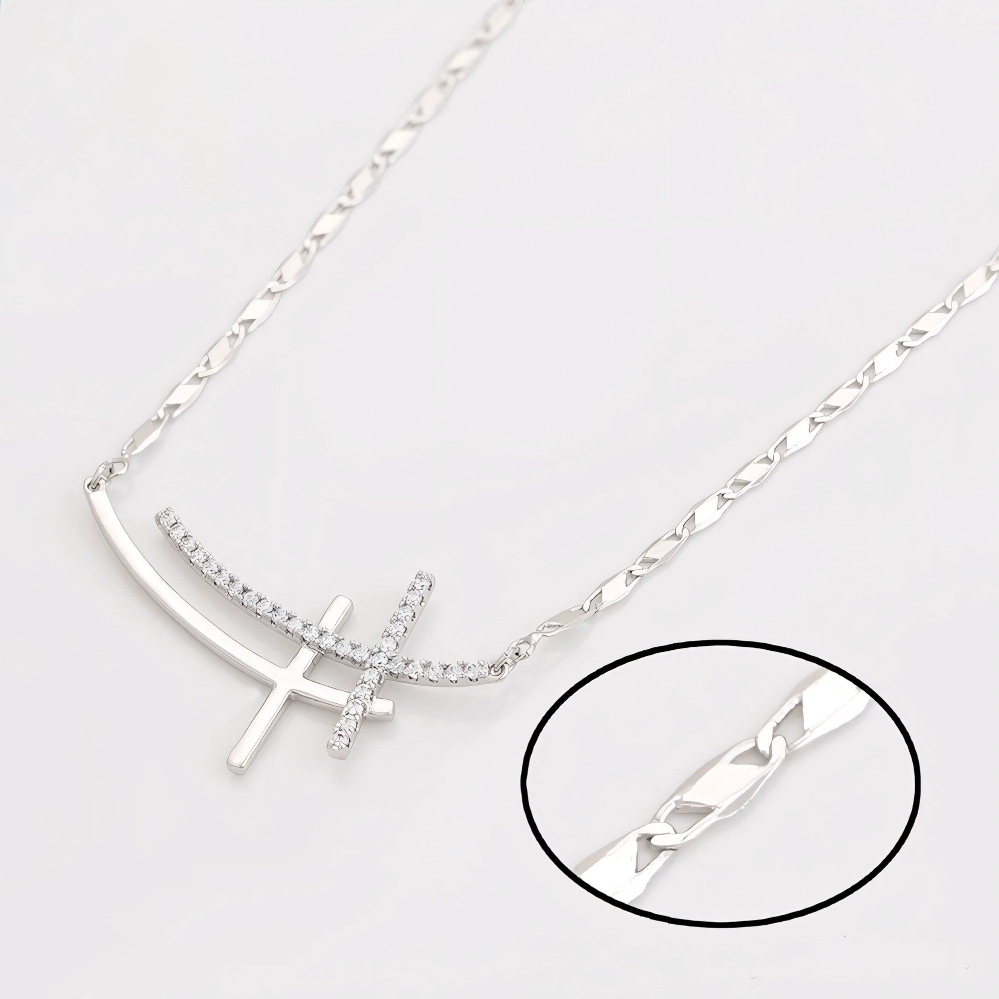 Collar Cruz Clásica Chapado En Platino