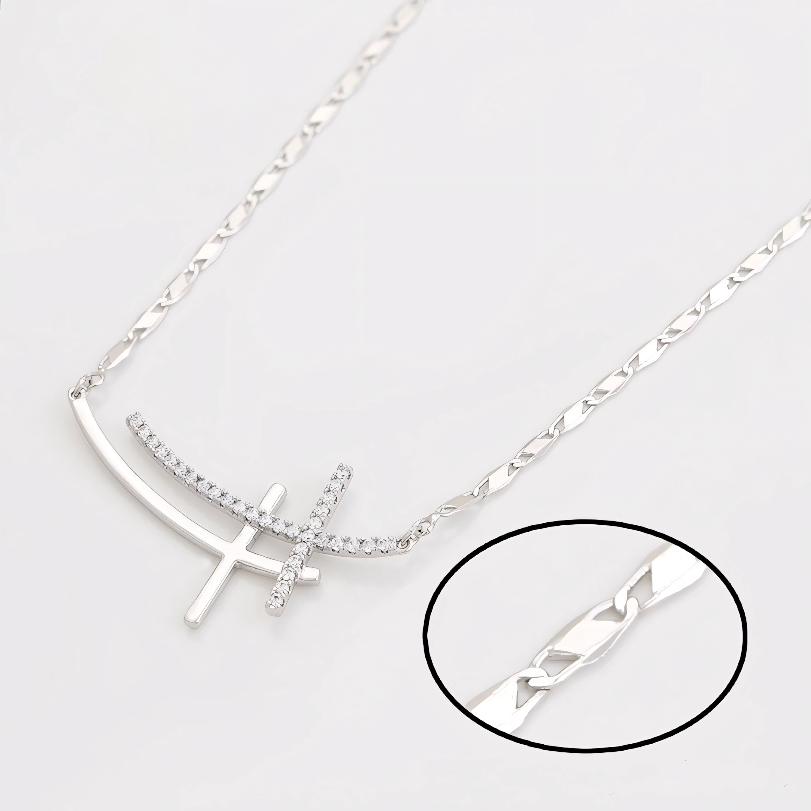 Collar Cruz Clásica Chapado En Platino