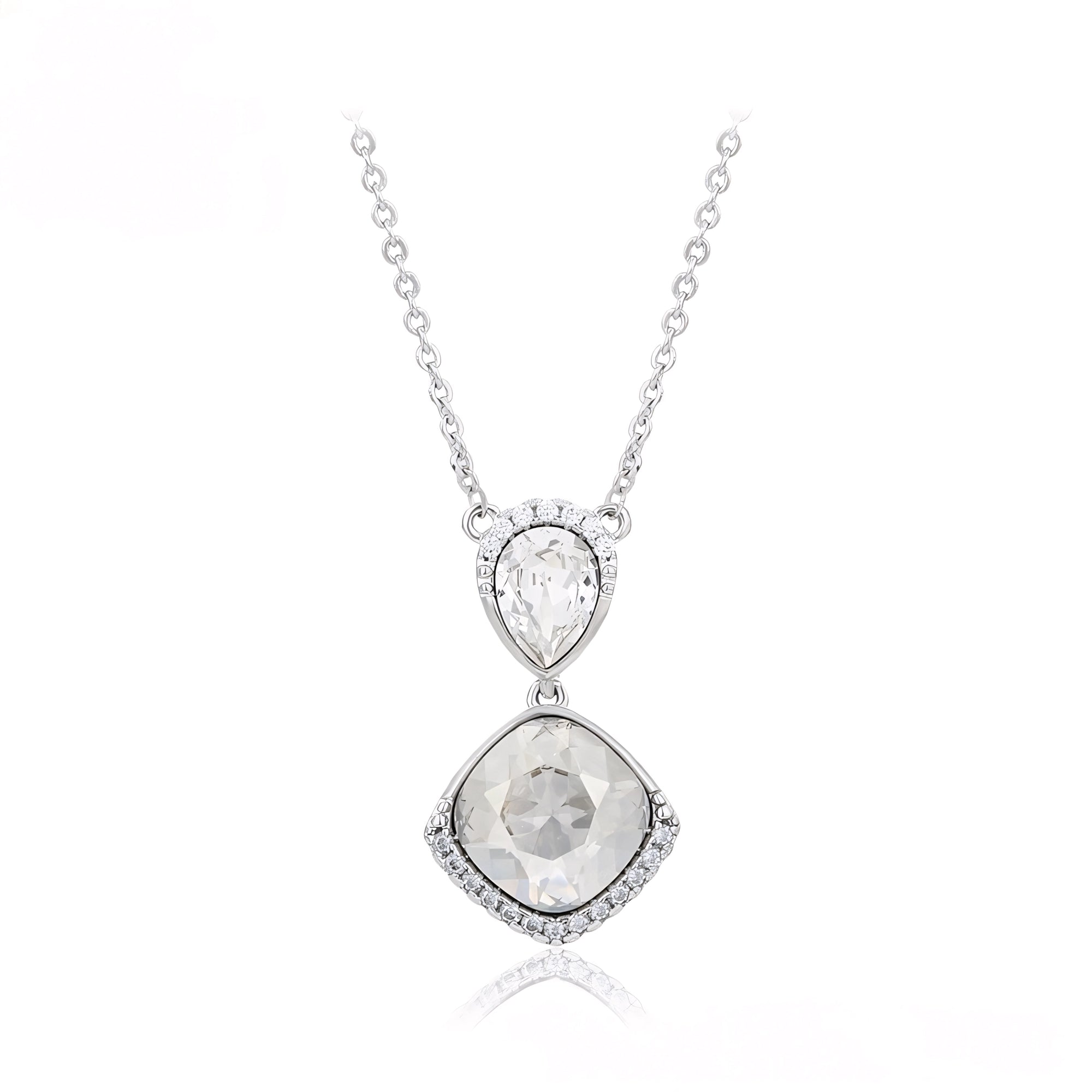 Collar Doble Lágrima Con Zirconia Elegante