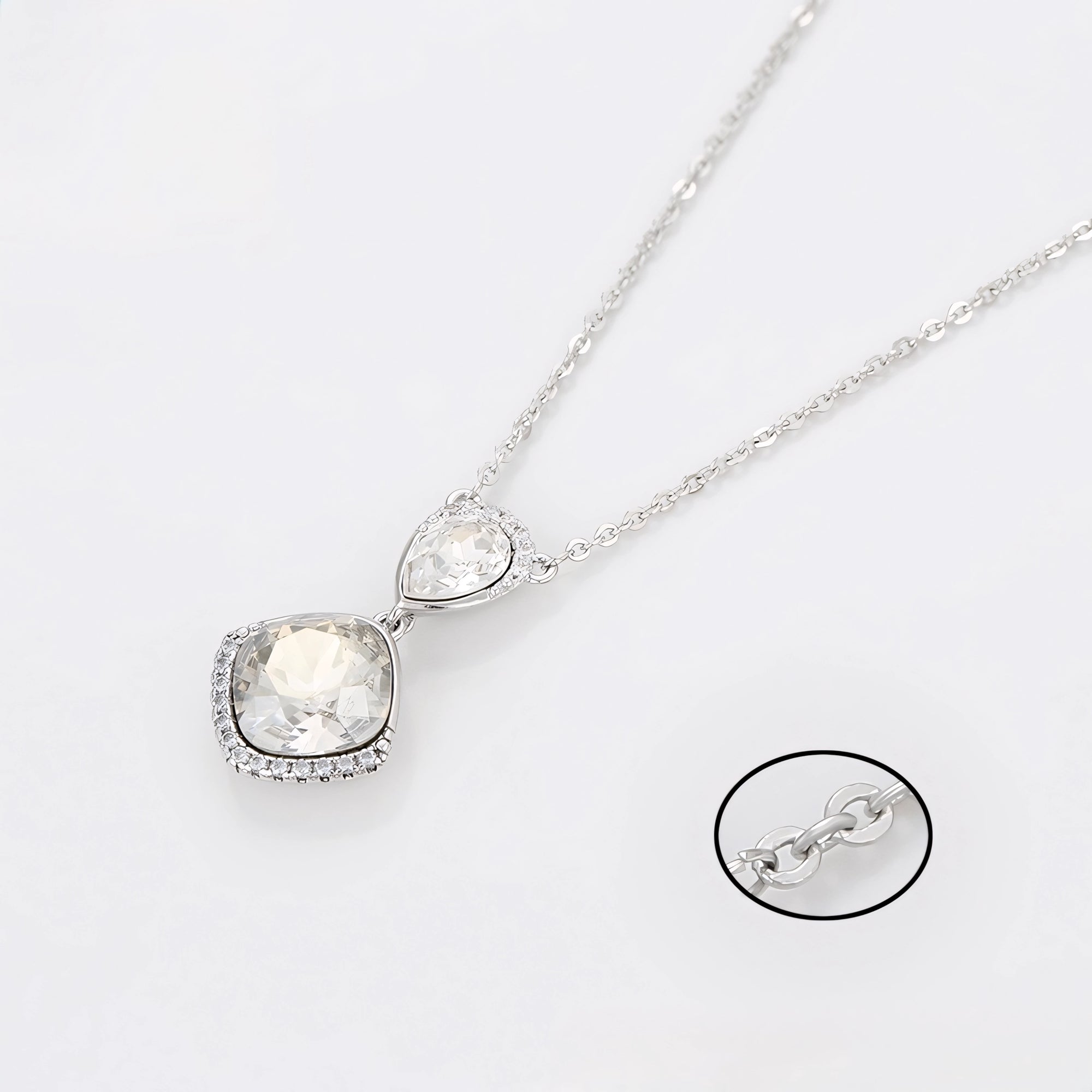 Collar Doble Lágrima Con Zirconia Elegante