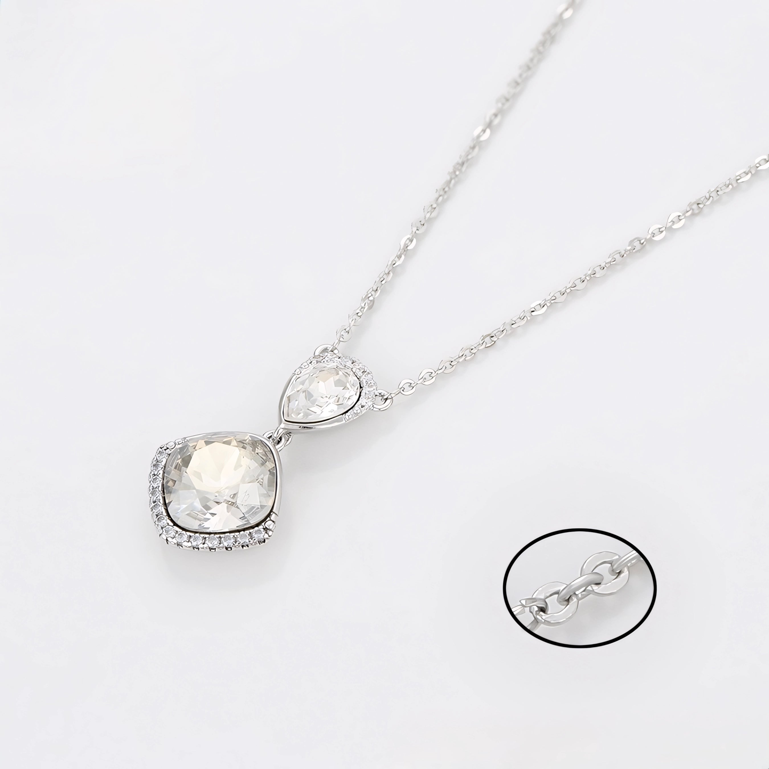 Collar Doble Lágrima Con Zirconia Elegante
