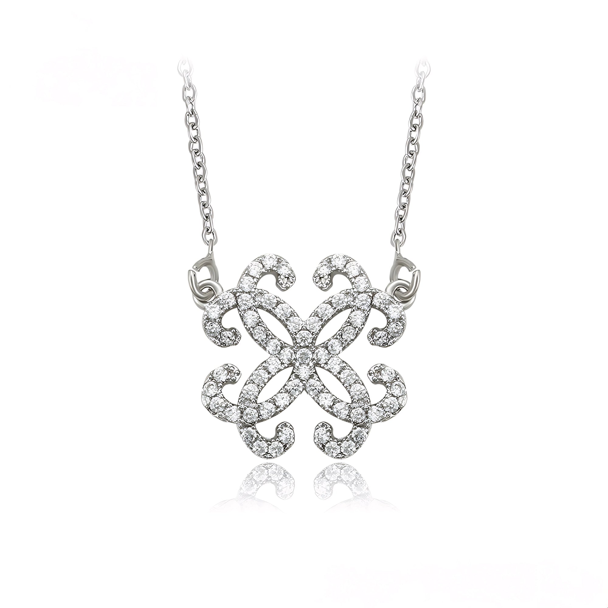 Collar Elegante Con Zirconia Chapado En Platino