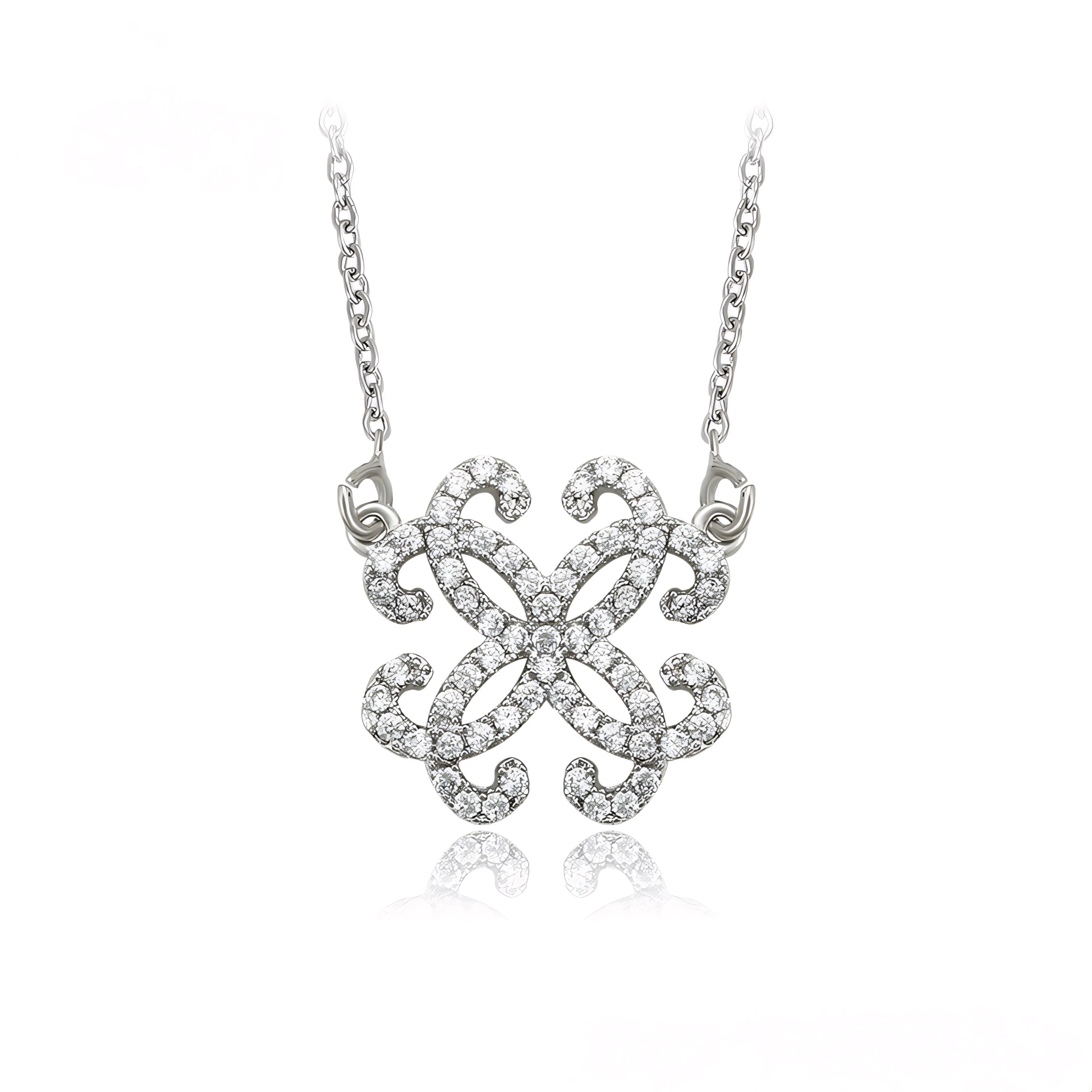 Collar Elegante Con Zirconia Chapado En Platino